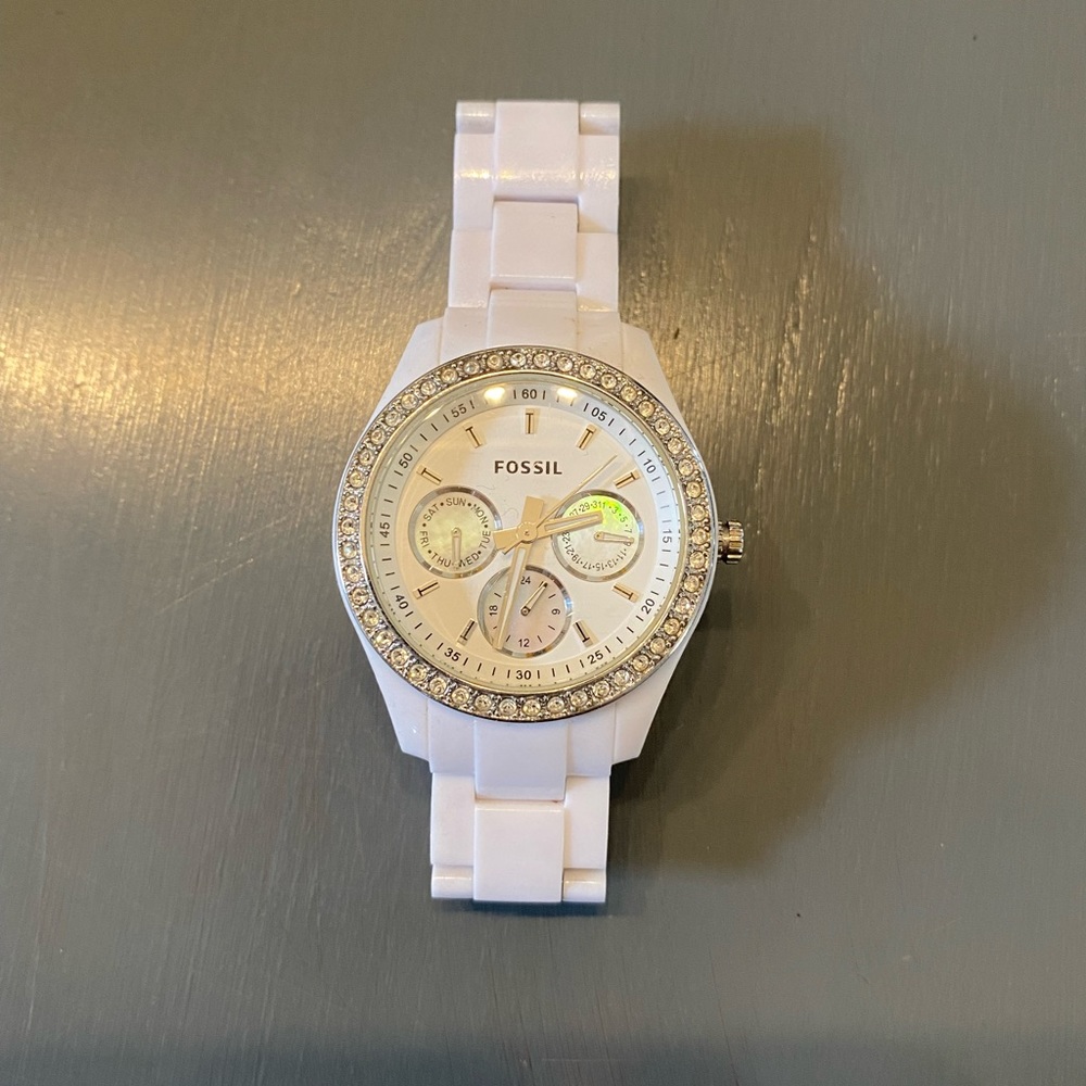 White Fossil Watch